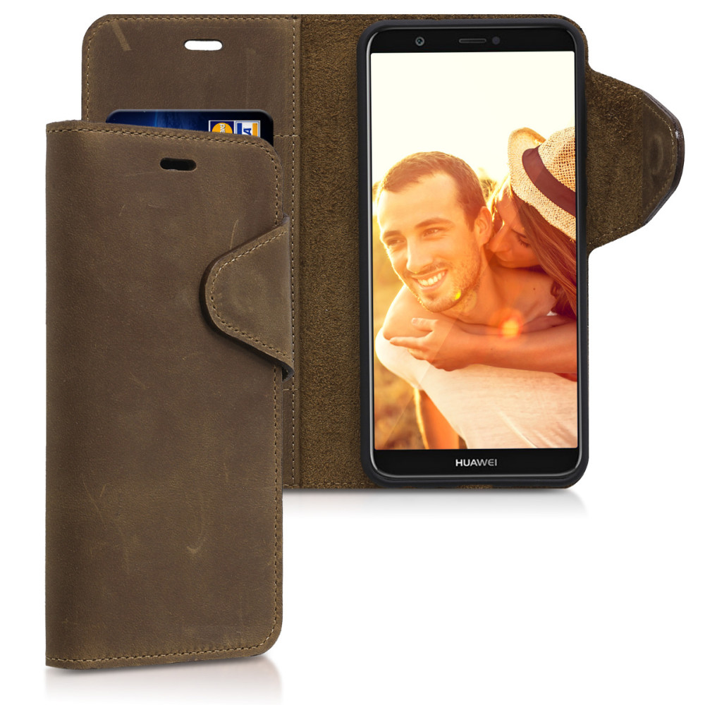 Kalibri Δερμάτινη Suede Θήκη - Πορτοφόλι Huawei Enjoy P Smart 2018 - Brown (44720.05)
