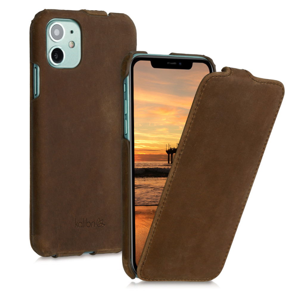 Kalibri Δερμάτινη Θήκη Flip Apple iPhone 11 - Ultra Slim Leather Protective Phone Cover - Brown (50410.05)