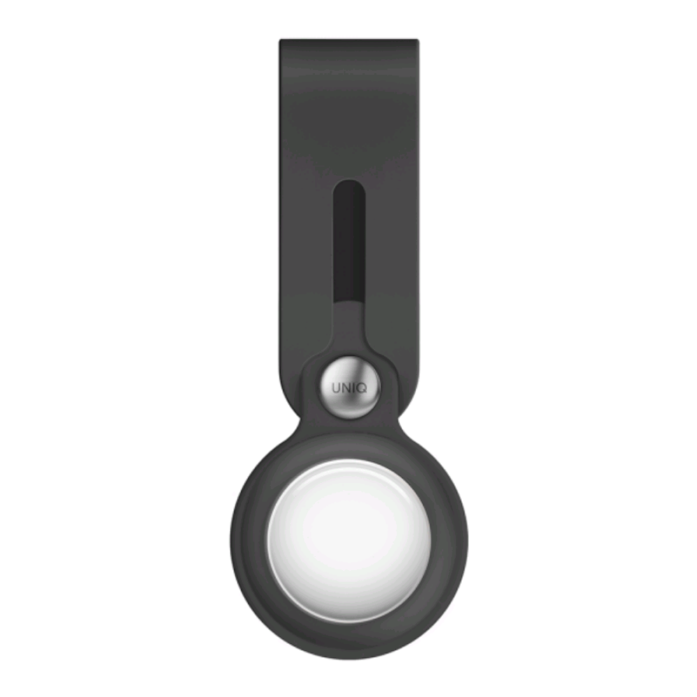Uniq Vencer Loop - Σετ Θήκη / Μπρελόκ Premium Σιλικόνης και Μεμβράνη Προστασίας Apple AirTag - Charcoal Dark Grey (UNIQ-AIRTAG-VENDGRY)