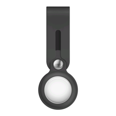 Uniq Vencer Loop - Σετ Θήκη / Μπρελόκ Premium Σιλικόνης και Μεμβράνη Προστασίας Apple AirTag - Charcoal Dark Grey (UNIQ-AIRTAG-VENDGRY)