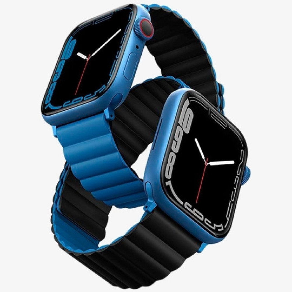 Uniq Revix Μαγνητικό Λουράκι Premium Σιλικόνης Apple Watch Ultra/SE/11/10/9/8/7/6/5/4 (49/46/45/44mm) - Blue / Black (UNIQ-45MM-REVBLUBLK)