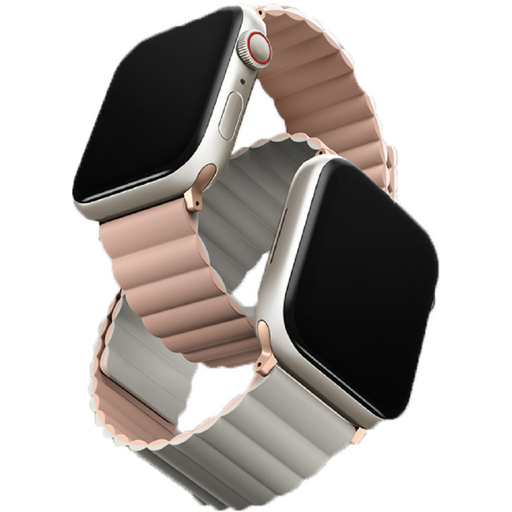 Uniq Revix Μαγνητικό Λουράκι Premium Σιλικόνης Apple Watch Ultra/SE/11/10/9/8/7/6/5/4 (49/46/45/44mm) - Pink / Beige (UNIQ-45MM-REVPNKBEG)