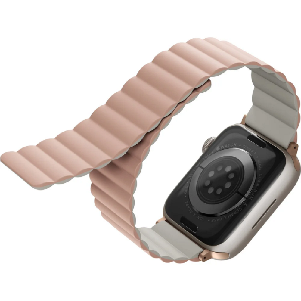 Uniq Revix Μαγνητικό Λουράκι Premium Σιλικόνης Apple Watch SE/11/10/9/8/7/6/5/4 (42/41/40mm) - Pink / Beige (UNIQ-41MM-REVPNKBEG)