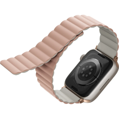 Uniq Revix Μαγνητικό Λουράκι Premium Σιλικόνης Apple Watch SE/11/10/9/8/7/6/5/4 (42/41/40mm) - Pink / Beige (UNIQ-41MM-REVPNKBEG)