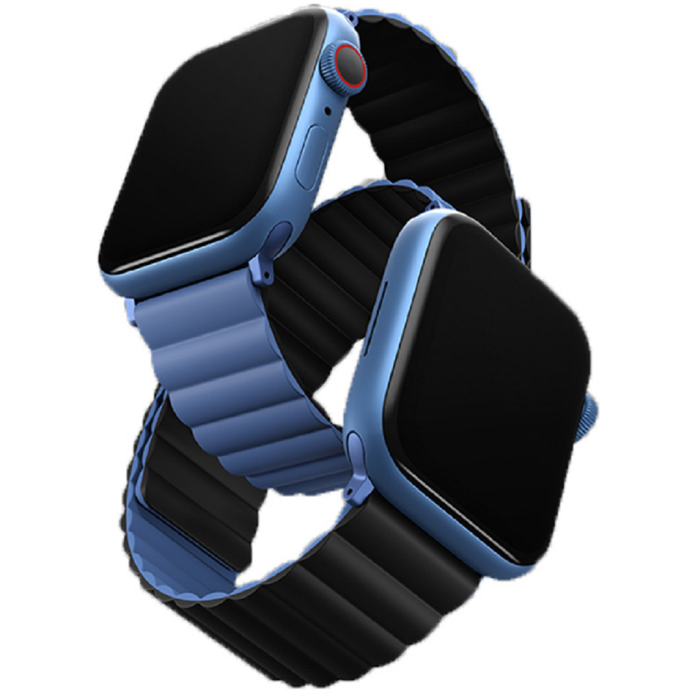 Uniq Revix Μαγνητικό Λουράκι Premium Σιλικόνης Apple Watch SE/11/10/9/8/7/6/5/4 (42/41/40mm) - Blue / Black (UNIQ-41MM-REVBLUBLK)