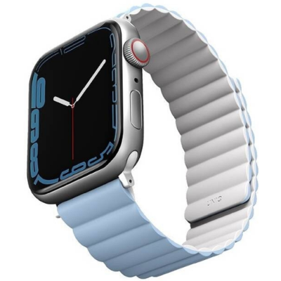Uniq Revix Μαγνητικό Λουράκι Premium Σιλικόνης Apple Watch SE/11/10/9/8/7/6/5/4 (42/41/40mm) - White / Blue (UNIQ-41MM-REVWHTBLU)