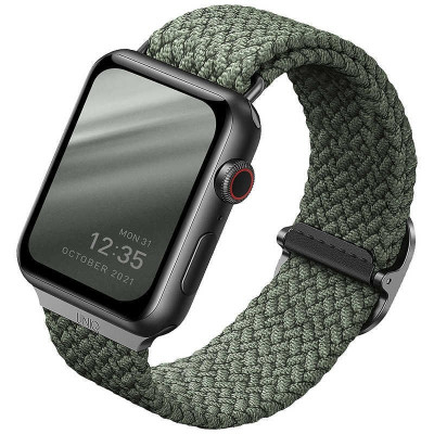 Uniq Aspen Braided Band - Premium Πλεκτό Λουράκι Apple Watch Ultra/SE/11/10/9/8/7/6/5/4 (49/46/45/44mm) - Green (UNIQ-44MM-ASPGRN)
