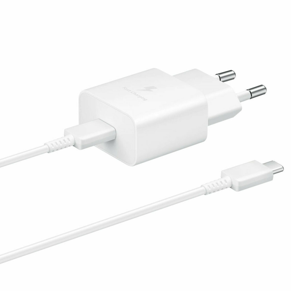 Samsung Fast Travel Charger - Ταχυφορτιστής Ταξιδιού / Αντάπτορας με 1x Type-C και με Καλώδιο Type-C σε Type-C - 15W - 100cm - White (EP-T1510XWEGEU)