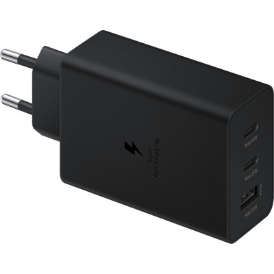 Samsung Fast Travel Charger - Ταχυφορτιστής Ταξιδιού / Αντάπτορας Με 2 x Type-C / 1 x USB - 65W - Black (EP-T6530NBEGEU)