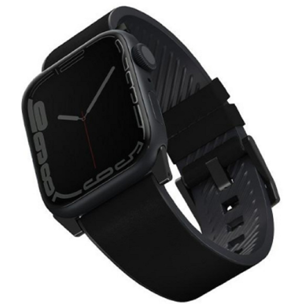 Uniq Straden Hybrid - Αδιάβροχο Δερμάτινο Λουράκι με Σιλικόνη - Apple Watch Ultra/SE/11/10/9/8/7/6/5/4 (49/46/45/44mm) - Black (UNIQ-45MM-STRABLK)