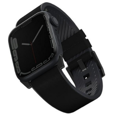 Uniq Straden Hybrid - Αδιάβροχο Δερμάτινο Λουράκι με Σιλικόνη - Apple Watch Ultra/SE/11/10/9/8/7/6/5/4 (49/46/45/44mm) - Black (UNIQ-45MM-STRABLK)