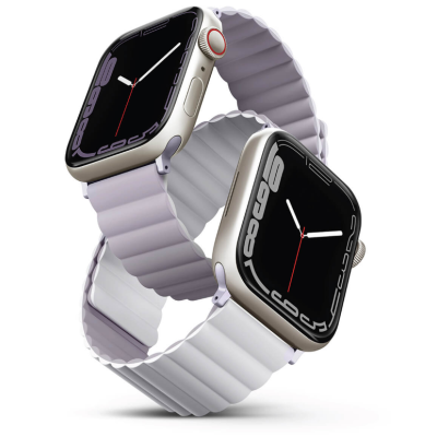 Uniq Revix Μαγνητικό Λουράκι Premium Σιλικόνης Apple Watch SE/11/10/9/8/7/6/5/4 (42/41/40mm) - Lilac / White (UNIQ-41MM-REVLILWHT)