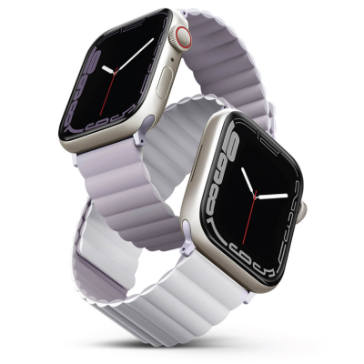 Uniq Revix Μαγνητικό Λουράκι Premium Σιλικόνης Apple Watch Ultra/SE/11/10/9/8/7/6/5/4 (49/46/45/44mm) - Lilac / White (UNIQ-45MM-REVLILWHT)