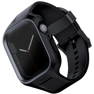 Uniq Monos Unibody Λουράκι Σιλικόνης με Θήκη - Apple Watch SE/9/8/7/6/5/4 (45/44mm) - Midnight Black (UNIQ-45MM-MONOSBLK)