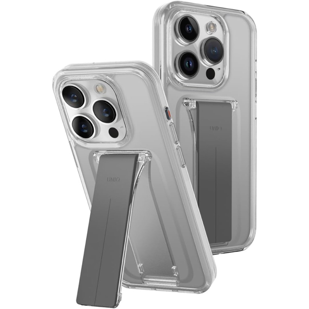 Uniq Heldro Mount Plus - Ανθεκτική Διάφανη Θήκη με Kickstand / Λουράκι Χειρός & Μαγνητικό Finger Holder - Apple iPhone 15 Pro - Crystal Clear (UNIQ-IP6.1P(2023)-HELMCLR)