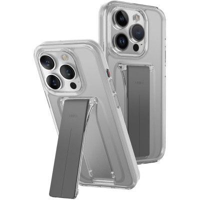 Uniq Heldro Mount Plus - Ανθεκτική Διάφανη Θήκη με Kickstand / Λουράκι Χειρός & Μαγνητικό Finger Holder - Apple iPhone 15 Pro - Crystal Clear (UNIQ-IP6.1P(2023)-HELMCLR)