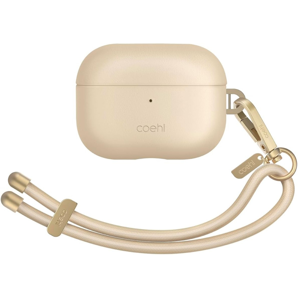 Uniq Coehl Haven - Premium Σκληρή Θήκη από Οικολογικό Δέρμα με Λουράκι Χειρός - Apple AirPods Pro 2nd Gen - Cream (UNIQ-AIRPODSPRO2-HAVCREAM)