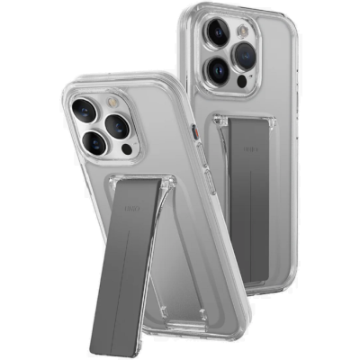 Θήκη Apple iPhone 15 Pro Max - Uniq Heldro Mount Plus Ανθεκτική Διάφανη με Kickstand / Λουράκι Χειρός & Μαγνητικό Finger Holder - Crystal Clear (UNIQ-IP6.7P(2023)-HELMCLR)