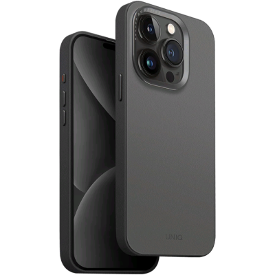 Uniq Lyden Duo Series MagClick - Ανθεκτική MagSafe Θήκη από Premium Vegan Δέρμα με Μεταλλικό Πλαίσιο Κάμερας - Apple iPhone 15 Pro - Rhino Grey / Black (UNIQ-IP6.1P(2023)-LDSRGRYBLK)
