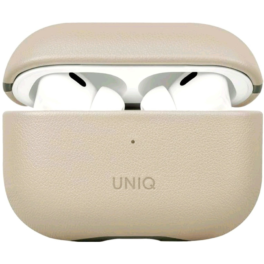 Uniq Lyden Duo Series - Premium Σκληρή Θήκη από Vegan Δέρμα με Λουράκι Χειρός - Apple AirPods Pro 2nd Gen - Ivory / Lichen Green (UNIQ-AIRPODSPRO2-LDSIVYLGRN)