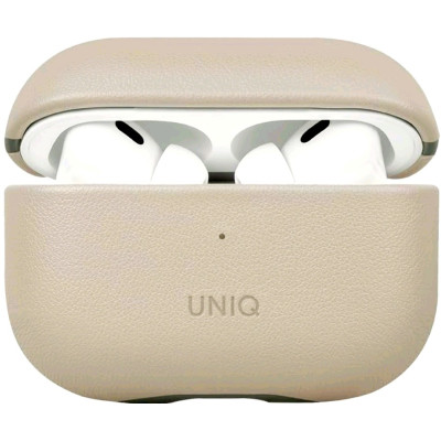 Uniq Lyden Duo Series - Premium Σκληρή Θήκη από Vegan Δέρμα με Λουράκι Χειρός - Apple AirPods Pro 2nd Gen - Ivory / Lichen Green (UNIQ-AIRPODSPRO2-LDSIVYLGRN)