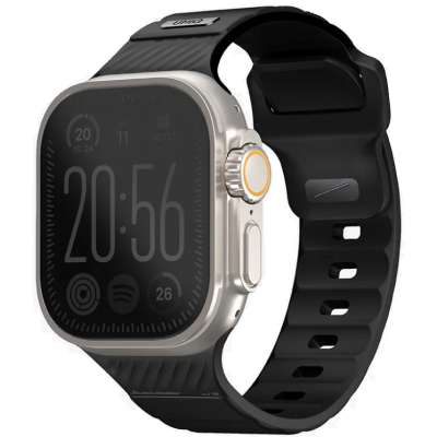 Uniq Stride - Ανθεκτικό Αδιάβροχο Λουράκι από Premium Καουτσούκ FKM - Apple Watch Ultra/SE/11/10/9/8/7/6/5/4 (49/46/45/44mm) - Midnight Black (UNIQ-49MM-STRIMBLK)