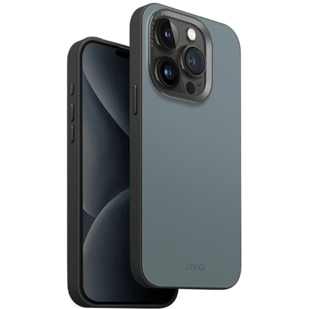 Uniq Lyden Duo Series MagClick - Ανθεκτική MagSafe Θήκη από Premium Vegan Δέρμα με Μεταλλικό Πλαίσιο Κάμερας - Apple iPhone 15 Pro - Washed Blue / Black (UNIQ-IP6.1P(2023)-LDSWBLUBLK)