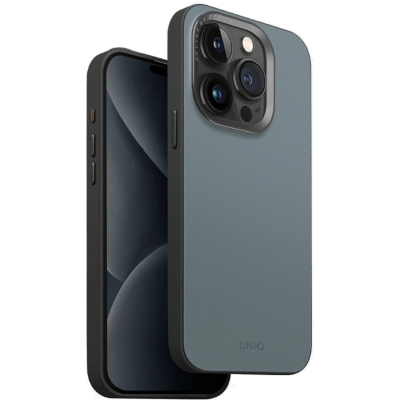 Uniq Lyden Duo Series MagClick - Ανθεκτική MagSafe Θήκη από Premium Vegan Δέρμα με Μεταλλικό Πλαίσιο Κάμερας - Apple iPhone 15 Pro - Washed Blue / Black (UNIQ-IP6.1P(2023)-LDSWBLUBLK)