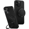 Θήκη iPhone 16 Pro Max Uniq Keva Air + GripFit Σετ Ανθεκτική MagSafe Aramid Fiber με Μαγνητική Βάση / Finger Holder - Carbon Black (UNIQ-IP6.9P(2024)-KAGPBCB)