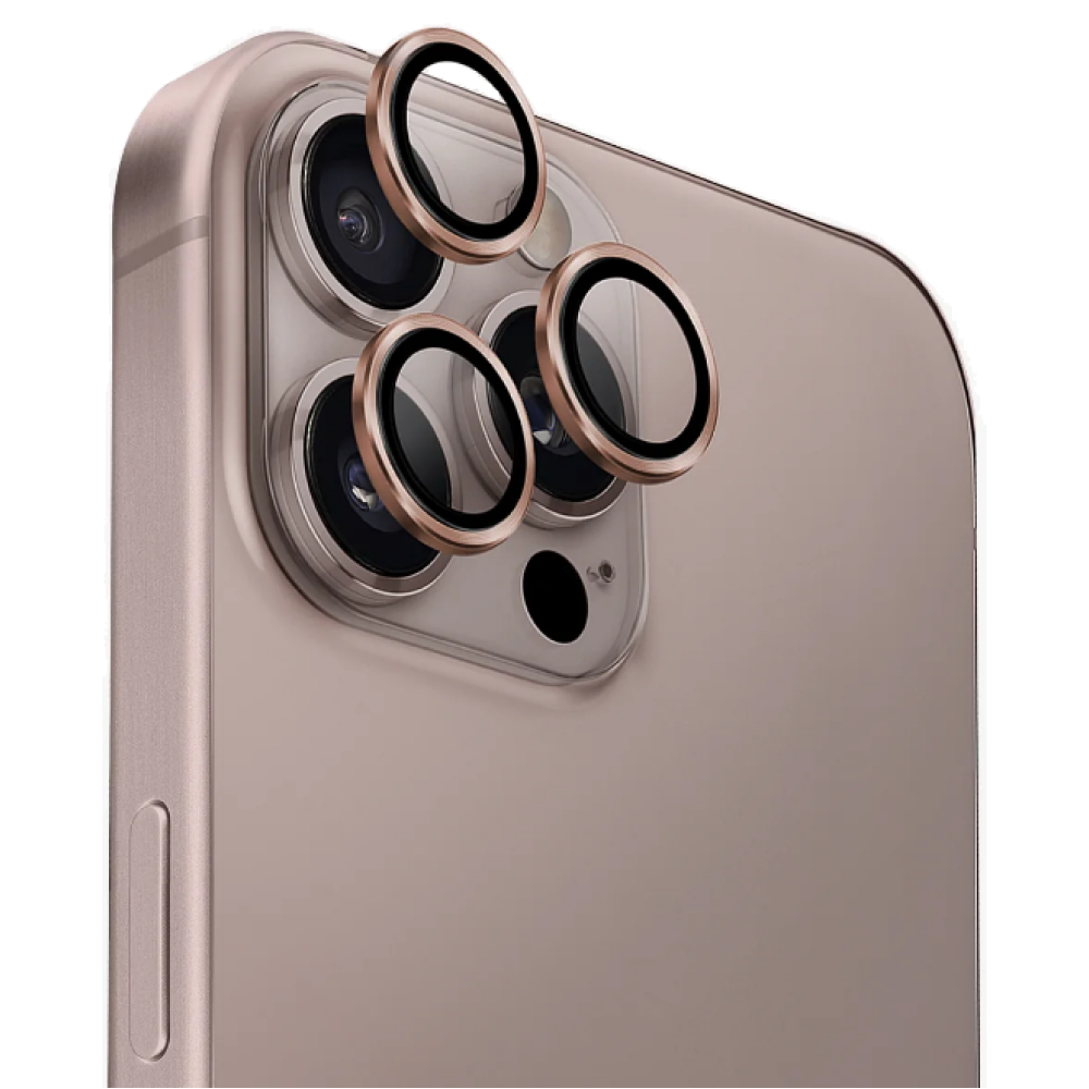 Tempered Glass iPhone 16 Pro / 16 Pro Max / 15 Pro / 15 Pro Max / 14 Pro / 14 Pro Max Uniq Optix AluGuard Αντιχαρακτικό Γυαλί Προστασίας με Αλουμίνιο για Φακό Κάμερας - Taupe Gold (UNIQ-IP6.3P-6.9P(2024)-ALENSTGLD)