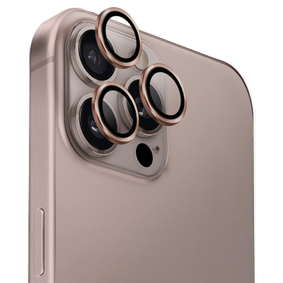 Tempered Glass iPhone 16 Pro / 16 Pro Max / 15 Pro / 15 Pro Max / 14 Pro / 14 Pro Max Uniq Optix AluGuard Αντιχαρακτικό Γυαλί Προστασίας με Αλουμίνιο για Φακό Κάμερας - Taupe Gold (UNIQ-IP6.3P-6.9P(2024)-ALENSTGLD)