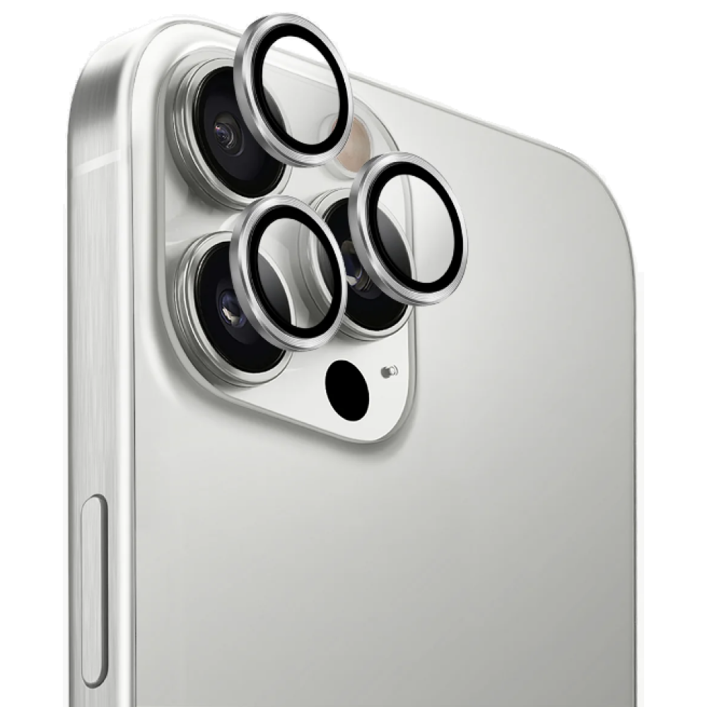 Tempered Glass iPhone 16 Pro / 16 Pro Max / 15 Pro / 15 Pro Max / 14 Pro / 14 Pro Max Uniq Optix AluGuard Αντιχαρακτικό Γυαλί Προστασίας με Αλουμίνιο για Φακό Κάμερας - Sterling Silver (UNIQ-IP6.3P-6.9P(2024)-ALENSSIL)