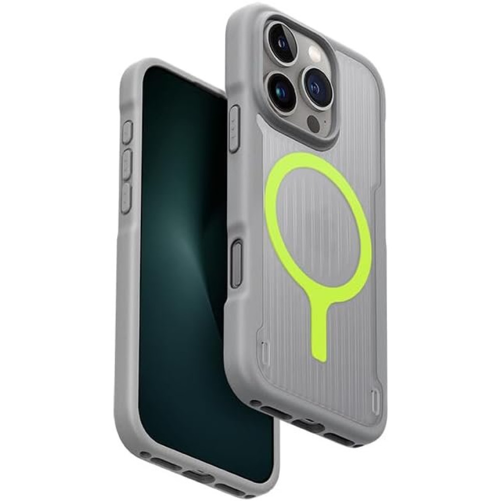 Θήκη iPhone 16 Pro Uniq Combat Active Ανθεκτική με MagSafe & Ανακλαστικό Λουράκι Χειρός - Stone Grey (UNIQ-IP6.3P(2024)-COMAMSGRY)