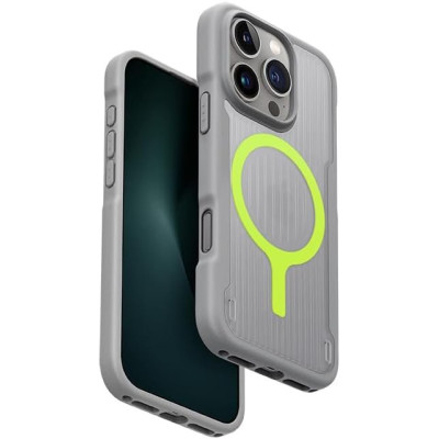 Θήκη iPhone 16 Pro Uniq Combat Active Ανθεκτική με MagSafe & Ανακλαστικό Λουράκι Χειρός - Stone Grey (UNIQ-IP6.3P(2024)-COMAMSGRY)