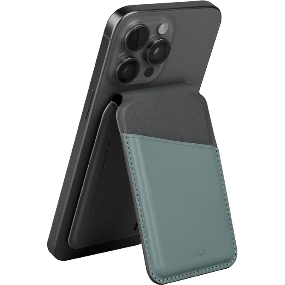 Universal Θήκη Uniq Lyden Duo Series MagSafe Πορτοφόλι για Κάρτες με RFID & Αναδιπλούμενη Βάση από Δέρμα Vegan - Washed Blue / Black (UNIQ-LYDENDS-WBLUBLK)