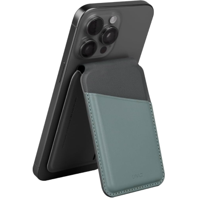 Universal Θήκη Uniq Lyden Duo Series MagSafe Πορτοφόλι για Κάρτες με RFID & Αναδιπλούμενη Βάση από Δέρμα Vegan - Washed Blue / Black (UNIQ-LYDENDS-WBLUBLK)