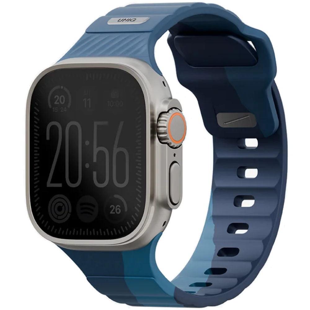Λουράκι Apple Watch Ultra/SE/11/10/9/8/7/6/5/4 (49/46/45/44mm) Uniq Stride Designer Edition Ανθεκτικό Αδιάβροχο από Premium Καουτσούκ FKM - Storm / Aegean Blue (UNIQ-49MM-STRDESTMABU)