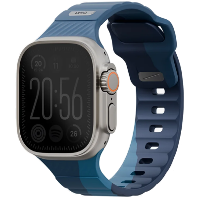 Λουράκι Apple Watch Ultra/SE/11/10/9/8/7/6/5/4 (49/46/45/44mm) Uniq Stride Designer Edition Ανθεκτικό Αδιάβροχο από Premium Καουτσούκ FKM - Storm / Aegean Blue (UNIQ-49MM-STRDESTMABU)
