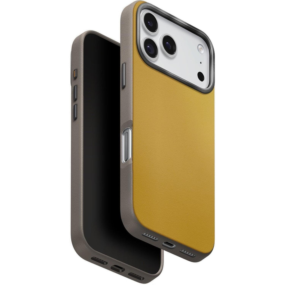 Θήκη iPhone 17 Pro Uniq Lyden Duo Series MagClick Ανθεκτική με MagSafe από Premium Vegan Δέρμα & Μεταλλικό Πλαίσιο Κάμερας - Canary Yellow / Flint Grey (UNIQ-IP6.3P(2025)-LDSCYELFGRY)
