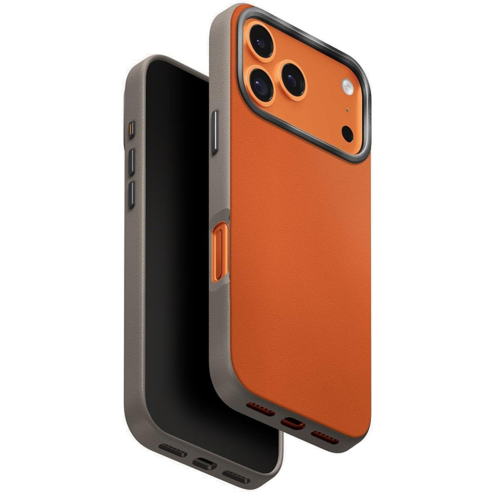 Θήκη iPhone 17 Pro Uniq Lyden Duo Series MagClick Ανθεκτική με MagSafe από Premium Vegan Δέρμα & Μεταλλικό Πλαίσιο Κάμερας - Flame Orange / Flint Grey (UNIQ-IP6.3P(2025)-LDSFORGFGRY)