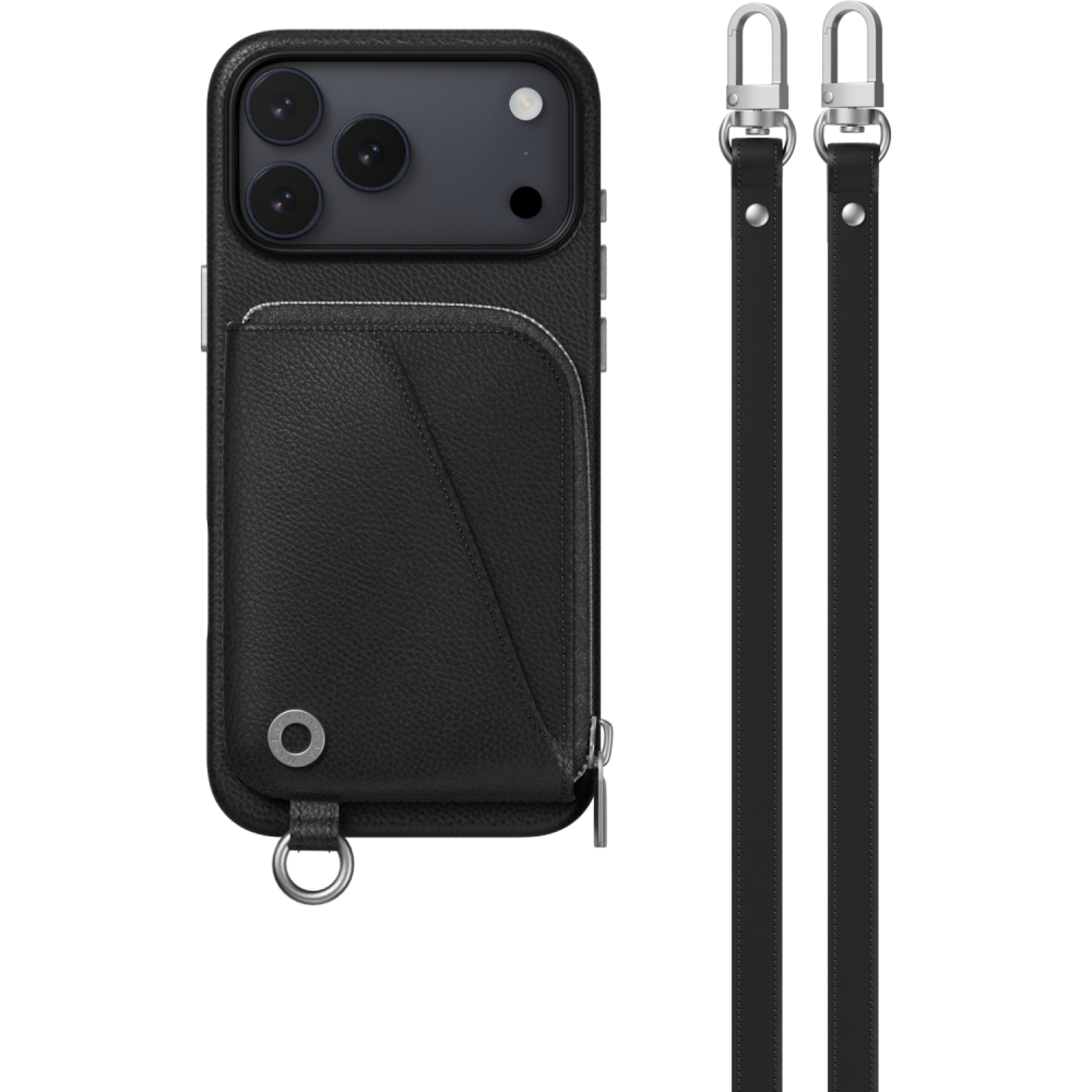 Θήκη iPhone 17 Pro Max MagEasy Pouch με Ενσωματωμένο Πορτοφόλι & Αποσπώμενο Λουράκι Λαιμού - Black (MPH17M396BK25)