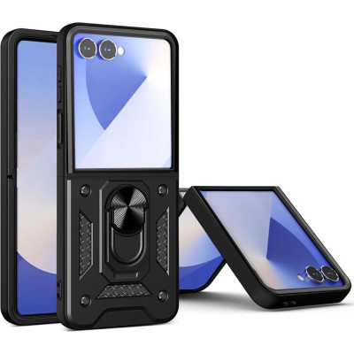 Θήκη Samsung Galaxy Z Flip7 Techsuit CamShield Ανθεκτική με Μεταλλικό Ring Holder - Black (5949419282131)