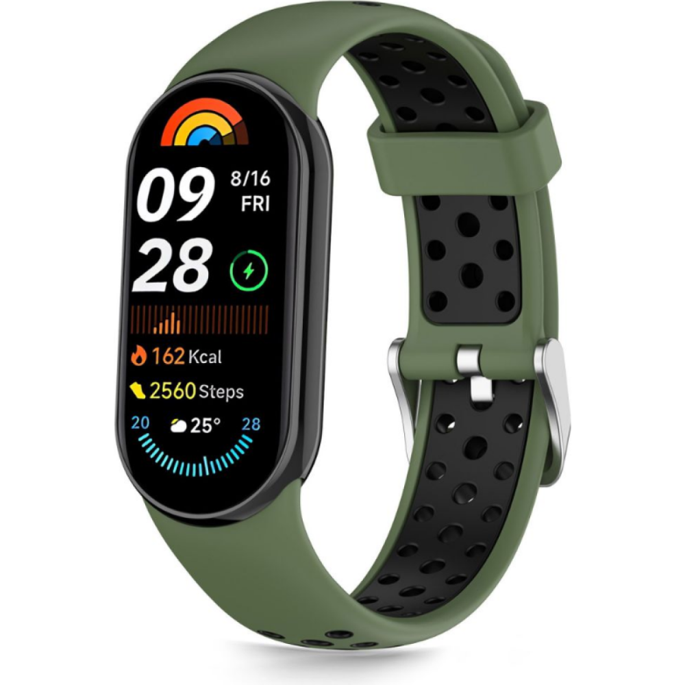 Λουράκι Xiaomi Smart Band 10 / 10 NFC / 9 / 9 NFC / 8 / 8 NFC Tech-Protect Iconband Air Σιλικόνης - Army Green / Black (5906302331352)
