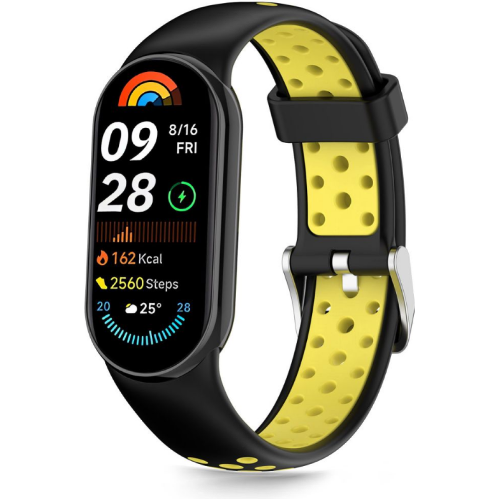 Λουράκι Xiaomi Smart Band 10 / 10 NFC / 9 / 9 NFC / 8 / 8 NFC Tech-Protect Iconband Air Σιλικόνης - Black / Yellow (5906302331345)
