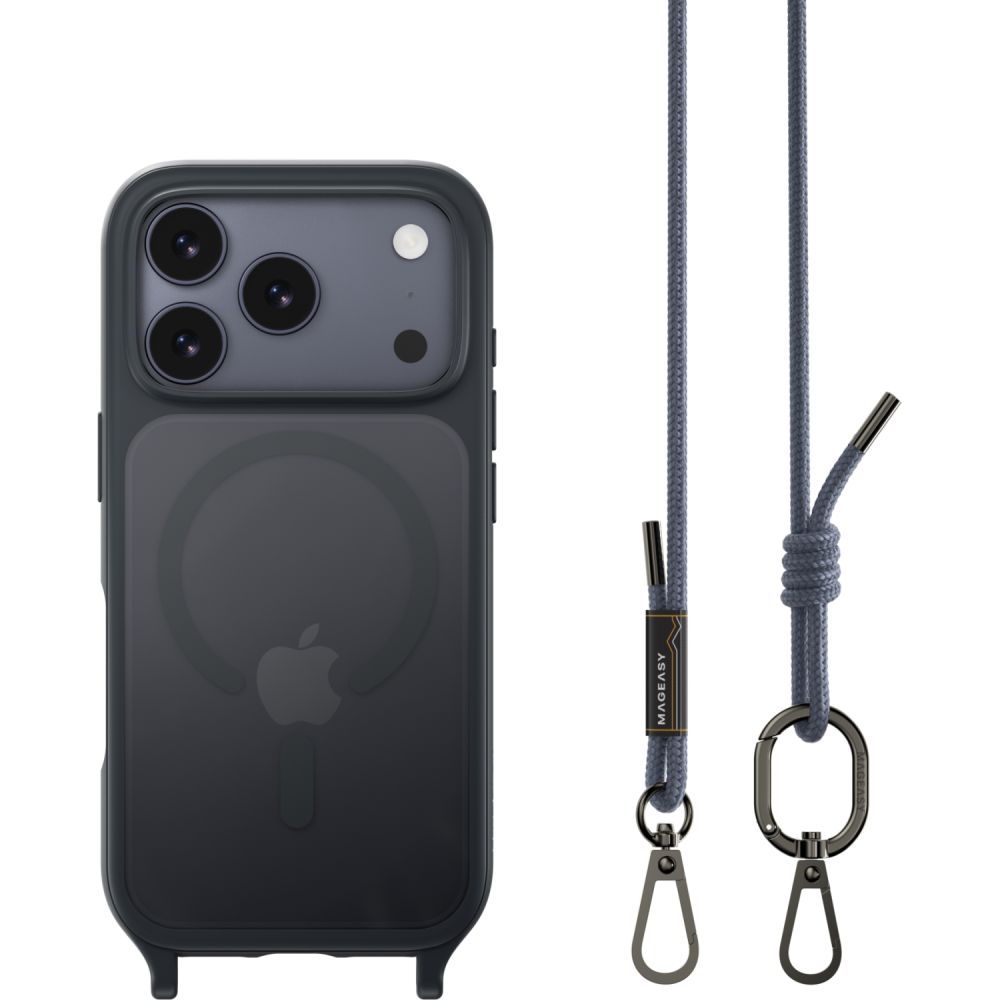 Θήκη iPhone 17 Pro MagEasy Roam M Ανθεκτική Διάφανη με MagSafe & Αποσπώμενο Λουράκι Λαιμού - Midnight / Riverside Blue (MPH17P165MR25)