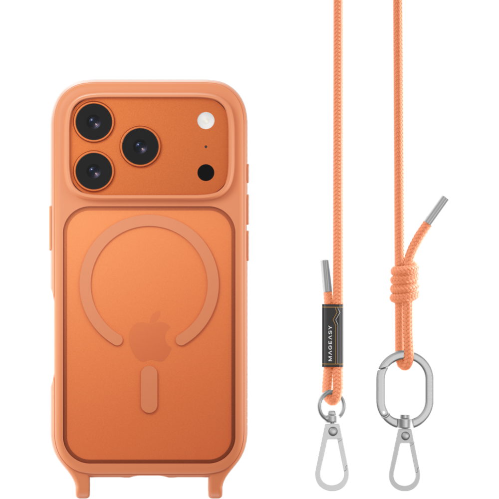 Θήκη iPhone 17 Pro MagEasy Roam M Ανθεκτική Διάφανη με MagSafe & Αποσπώμενο Λουράκι Λαιμού - Coral (MPH17P165CL25)