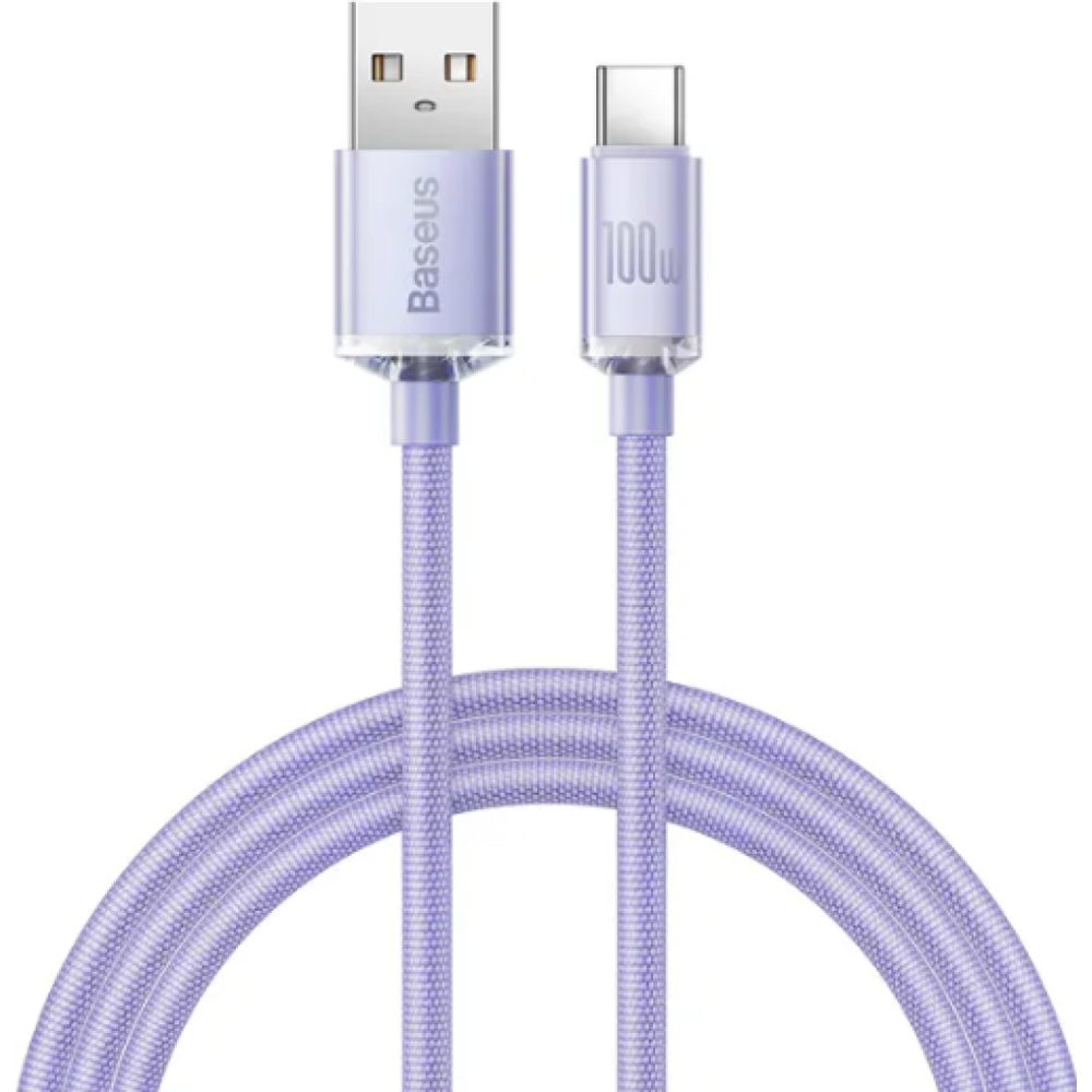 Καλώδιο Baseus Crystal Shine Series Φόρτισης και Μεταφοράς Δεδομένων USB-A σε Type-C 100W 120cm - Lilac (CAJY000405)