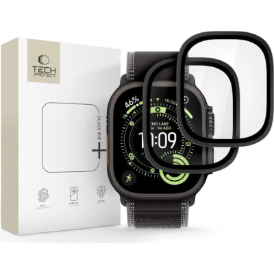 Tempered Glass Apple Watch Ultra 3 / Ultra 2 / Ultra 1 49mm Tech-Protect Glass Ring Αντιχαρακτικό Γυαλί Προστασίας Οθόνης με Μεταλλικό Πλαίσιο 2 Τεμάχια - Black (5906302335640)