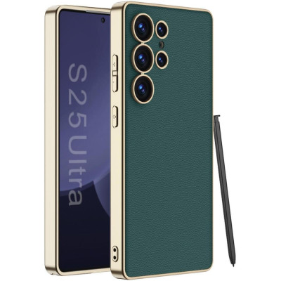 Θήκη Samsung Galaxy S25 Ultra Bodycell Plating Leather Backcover Σκληρή με TPU Bumper - Green (5206015084089)