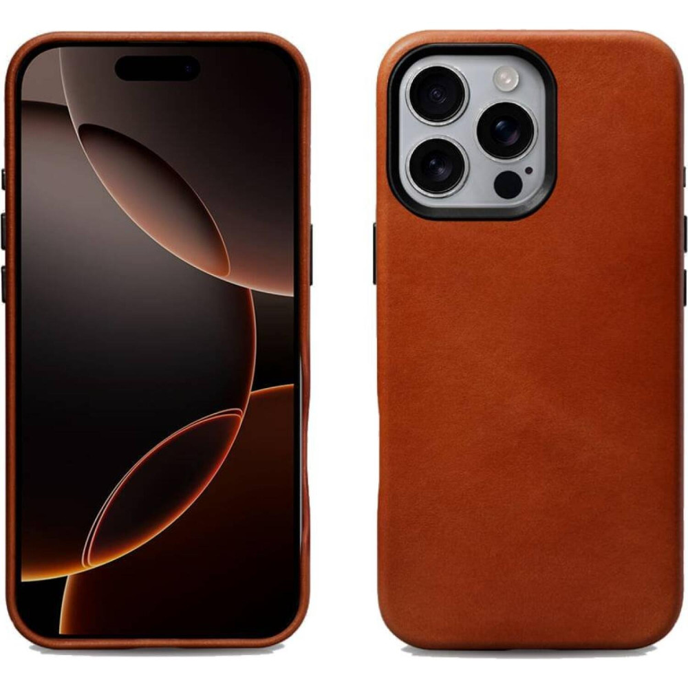 Θήκη iPhone 16 Pro Max iCarer Leather Back Case Δερμάτινη με MagSafe - Retro Brown (WMI16240704-SN)